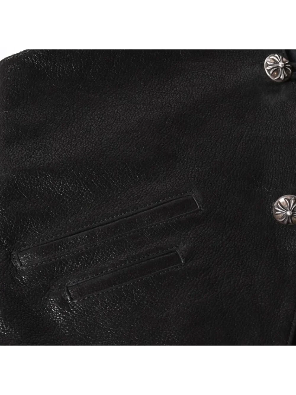 Chrome Hearts Vest Leather Dagger Zip Black Silver
